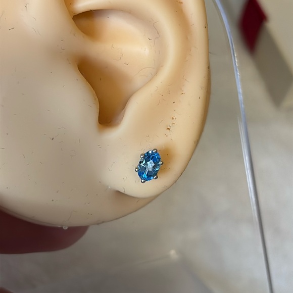 Jewelry - 🩵 NEW Natural Swiss Blue Topaz S925 Sterling Silver Stud Earrings